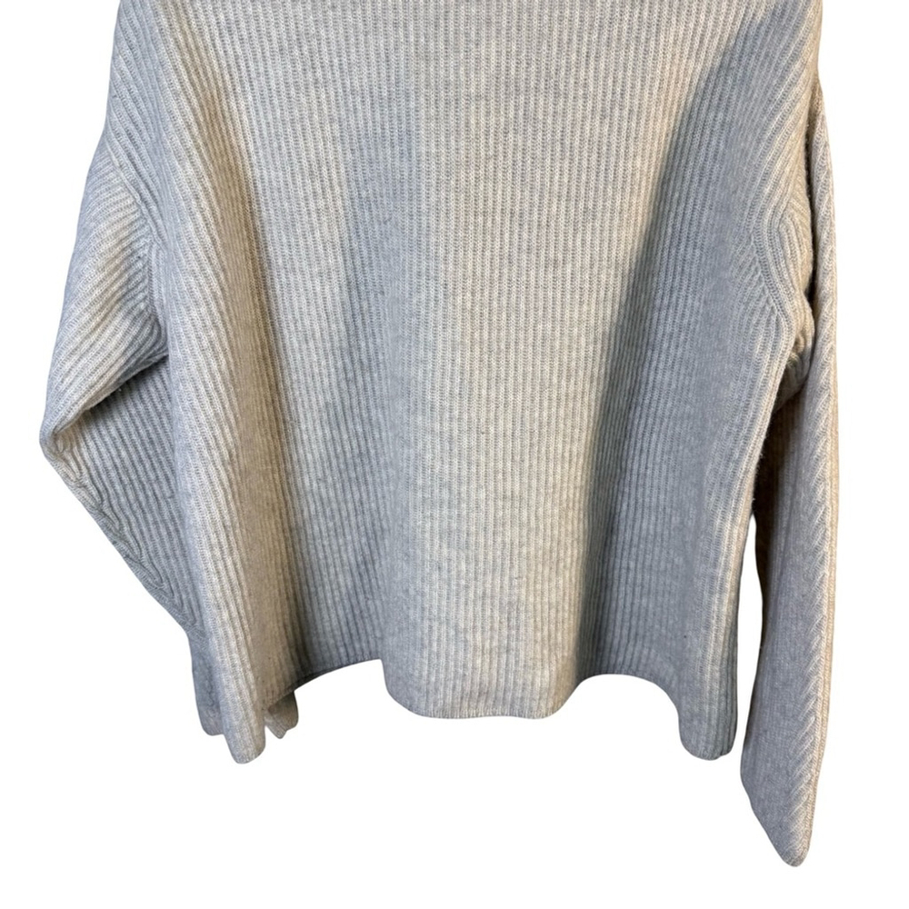 Joye + Fun Ribbed Oversized Cream Gray Cowl Neck Sweater Size M Neutral Cozy - Picture 13 of 13